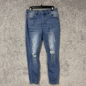 Vipones Skinny Jeans 8 29x26.5 Distressed Stretch Blue Mid Rise Indie Sleaze Y2K